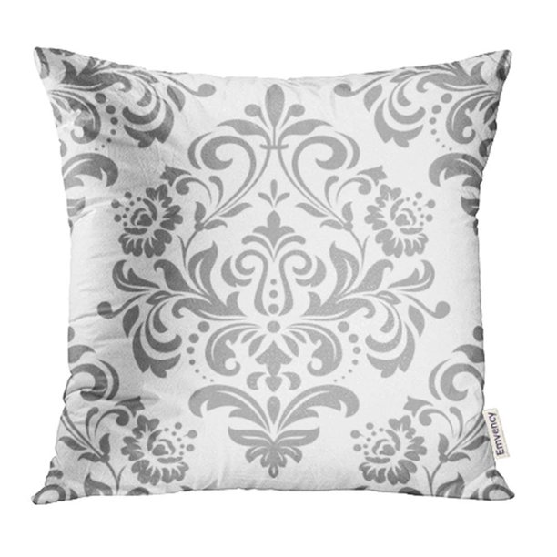 CMFUN Rose in The Style of Baroque Damask Gray and White