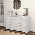 thumbnail image 2 of 8 Drawer Wood Lateral Dresser, Big Wide Chest of Drawers Storage Organizer with Metal Gold Handles Home Bedroom (White), 2 of 7