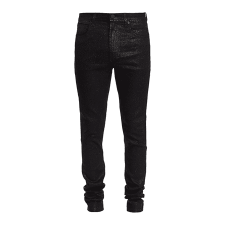 MONFRÈRE Brando Men's Coated Greyson Skinny Jeans Noir Leopard Size 38