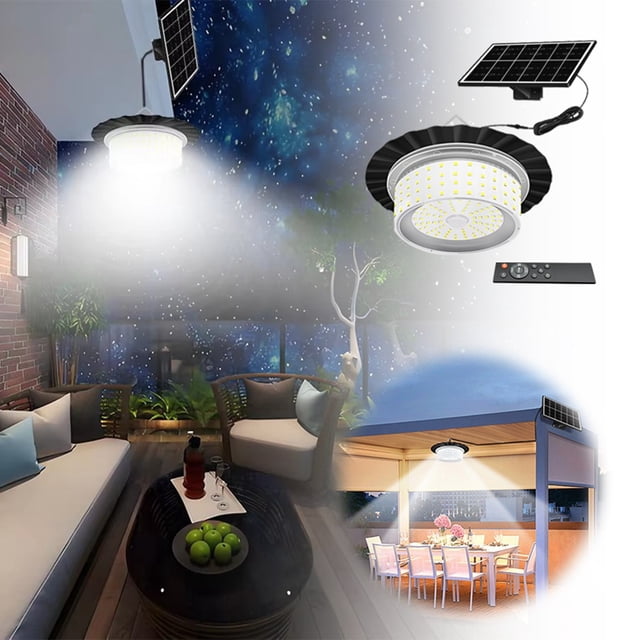 LED Solar Pendant Light With Moving Sensor Solar Light Solar Pendant Light Outdoor Indoor Solar Powered Motion Sensor Light Floodlight With Remote Control Floor Lamp for Bedroom Bright Projection