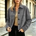 thumbnail image 6 of Luivaraty Suede Jacket Women Plus Size Laple Bomber Jacket Fashion Trendy Long Sleeve Button Up Outwear Jeckets, S-3XL, 6 of 7