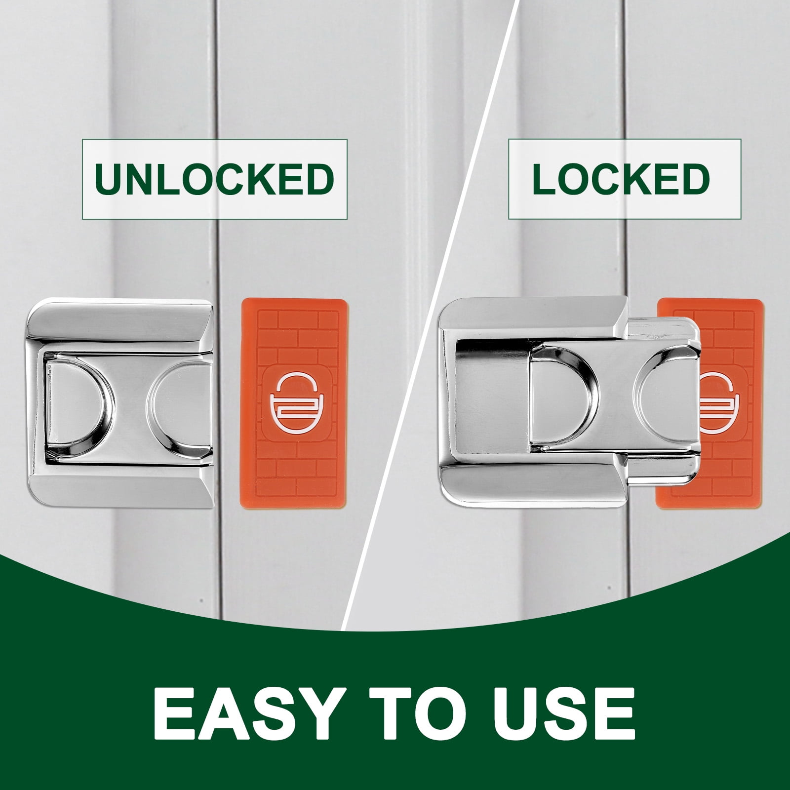 Uxcell 2 Pcs Home Security Door Lock, Child Proof Door Reinforcement Lock Latch, Upgraded Safety Night Lock Extra Protective Door Lock for Inward Swinging Door, Silver