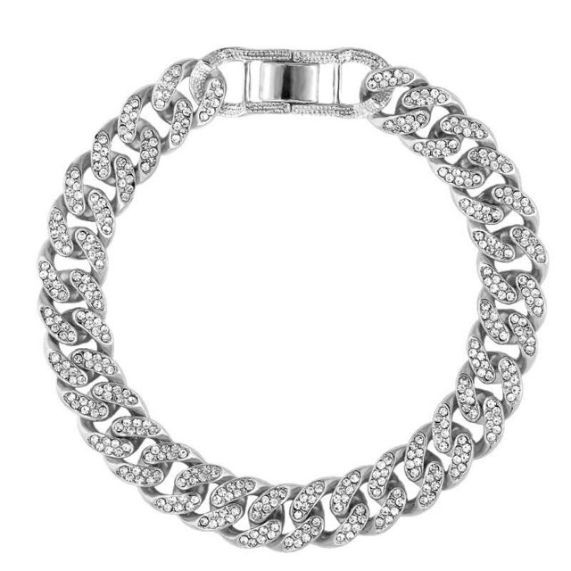 Tobillera de cadena de Metal grueso para hombre y mujer, pulsera de pie cubano de Color dorado y plateado con diamantes de imitación, joyería Punk Hip Hop Rock Tan Jianjun unisex