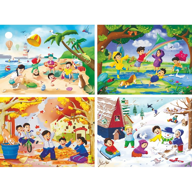 Webby 4 In 1 Wooden Season Puzzle Toy For Kids | Set Of 4 Jigsaw Puzzle, 35  Pieces Each