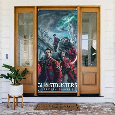 Ghostbusters Frozen Empire Door Cover Decorated Banner Tapestry Home Decoration Holiday Party Supplies Door Banner Porch Sign Banner 72.8 x 35.4 Inch
