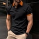 thumbnail image 3 of Camisa de manga corta con solapa y botones para hombre - Camisa deportiva de color liso S-XXXL, 3 of 8