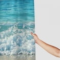 thumbnail image 3 of Creowell  Ocean Shower Curtain Blue Sea Beach, Cloth Fabric Bathroom Decor Set with Hooks White, 3 of 7