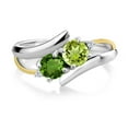 thumbnail image 2 of Gem Stone King 1.07 Ct Green Peridot Green Chrome Diopside 925 Silver and 10K Yellow Gold Ring (Size 5), 2 of 5