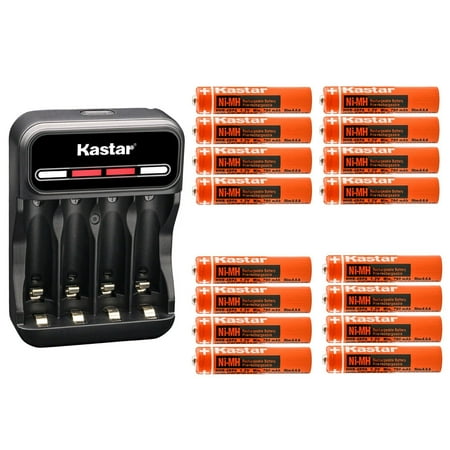 Kastar 16-Pack Battery and CMH4 Smart USB Charger Compatible with Panasonic KX-TGF345B KX-TGF350 KX-TGF350N KX-TGF352 KX-TGF352N KX-TGF353 KX-TGF353N KX-TGF372 KX-TGF372S KX-TGF373 KX-TGF373S