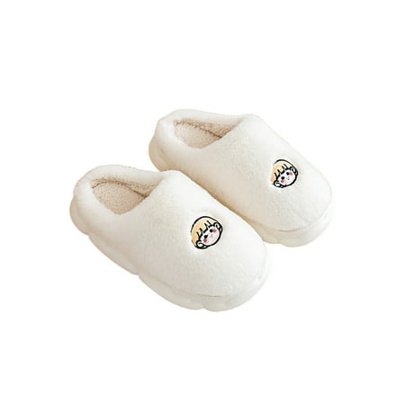 

Daeful Boys Girls House Slippers Memory Foam Fluffy Slipper Closed Toe Plush Clogs Cozy Comfort Fuzzy Slides Bedroom Indoor Shoes White Girl 8.5-9