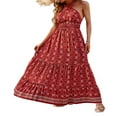 thumbnail image 2 of EIMELI Femmes Été Casual Robe Licol Cou Boho Plage Robe Creuse Sans Manches Dos Volants Robe Longue, 2 of 6