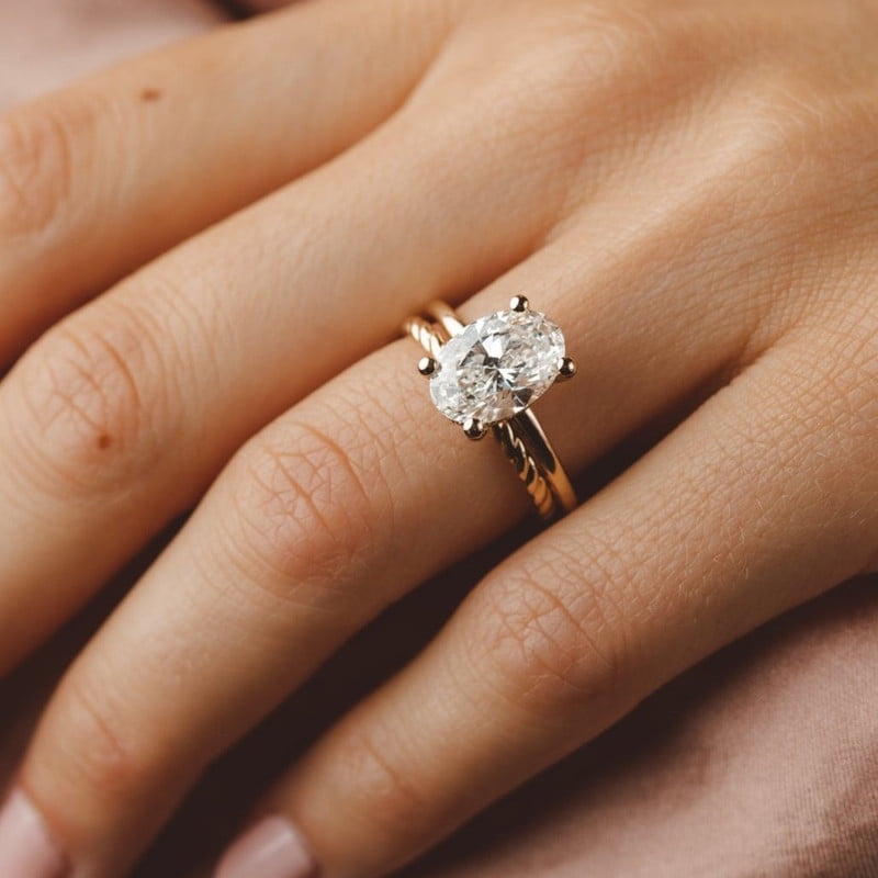 Solitaire Brilliance 2ct Oval Moissanite Engagement Ring for Women 10k Yellow Gold Ring Size 4