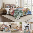thumbnail image 6 of Queen Quilt Set 90''x96'', Boho Floral Lightweight Bedspread Coverlet Set with 2 Pillow Shams, Bohemia Colorful Mandalas Botanical Flower Breathable All Season Quilt Bedding for Bedroom/Guest Room, 6 of 9
