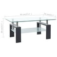 thumbnail image 2 of vidaXL Coffee Table Grey and Transparent 95x55x40 cm Tempered Glass, 2 of 5