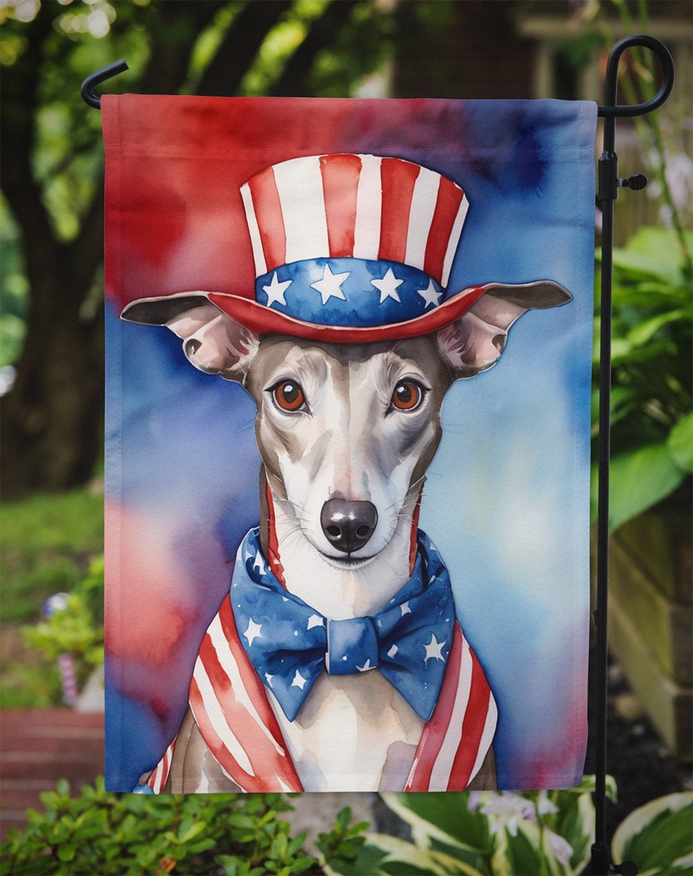 Whippet Patriotic Garden Flag 11.25 in x 15.5 in