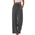 thumbnail image 2 of Pantalones Sampeel Palazzo Pierna Ancha con Cintura Elástica y Cordón Gris M, 2 of 5