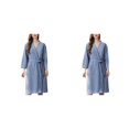 thumbnail image 3 of bedienty Peignoir Femme Absorbant l'Eau Peignoir Gaufré Uni Robe de Spa Maison Robe de Nuit Bleu TG 2Ensemble, 3 of 6