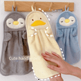 thumbnail image 3 of Hand Towel Hanging Absorbent Baby Hand Towel Cute Penguin Duck Skin-Friendly Soft Children,Grey, 3 of 5
