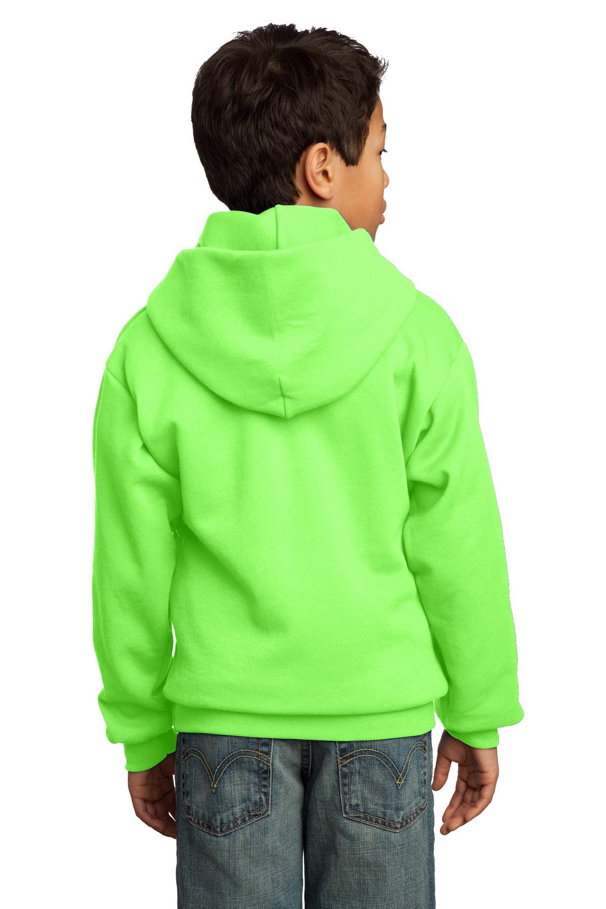 Port Company Youth Core Fleece Pullover Hooded Sweatshirt L Neon Green Walmart