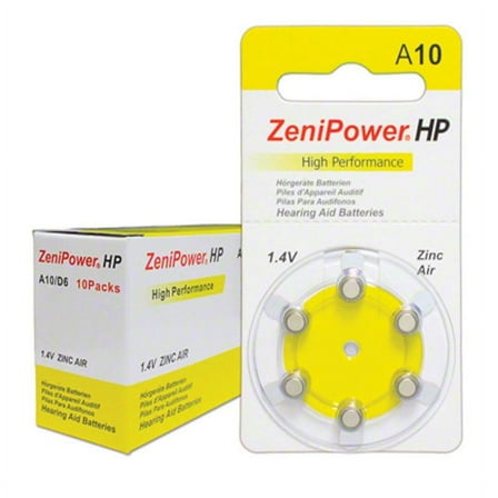 ZeniPower Size 10 1.45V ZInc-Air Hearing  Aid Batteries (60 Batteries)