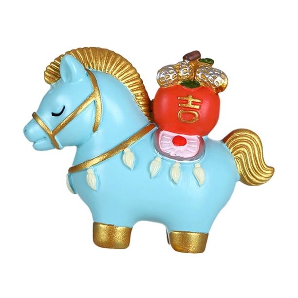 Figura de caballo Escultura animal Arte decorativo Artesanía Dibujos animados Coleccionables Feng Caballo azul