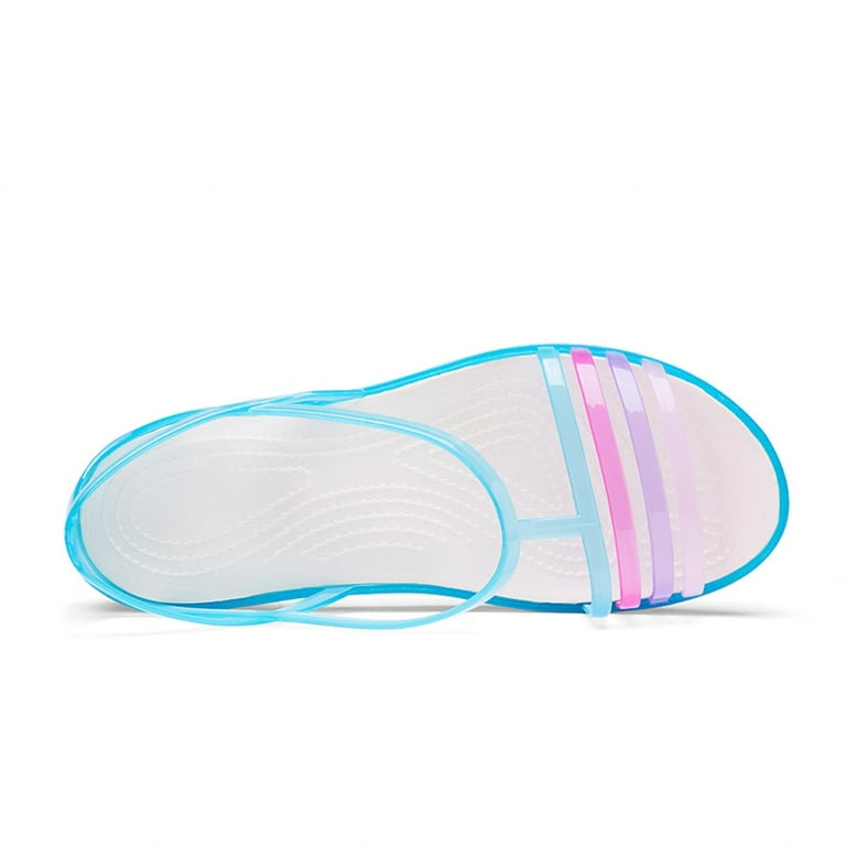 ZTTD Women Jelly Shoes Clear Sandals Peep Toe Beach Shoes Slides