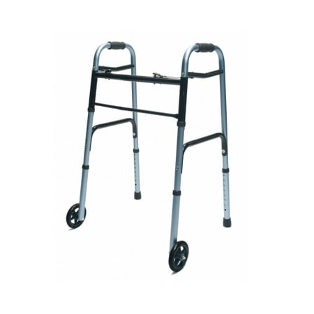 "Lumex ColorSelect Walker w/ 5" Wheels - Blue Folding Walker with Wheels"