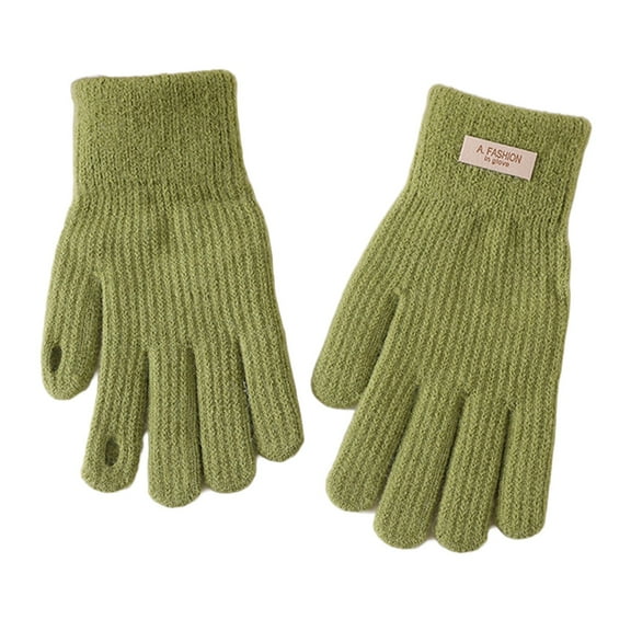 Audhol Knit Glove Gloves Women's Winter Padded Outdoor Cycling Car Cold Non Slip Screen Driving To Keep Warm Warm Touchscreen Gloves for Cold Weather Green One Size