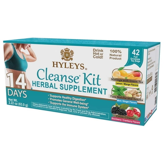 Hyleys Tea, 14 Days Cleanse Kit, 42 Tea Bags, 2.22 oz Pack of 2