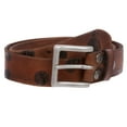 thumbnail image 2 of Snap On 1 1/2" Vintage Cowhide Full Grain Faux Cow Print Leather Casual Belt, 2 of 4