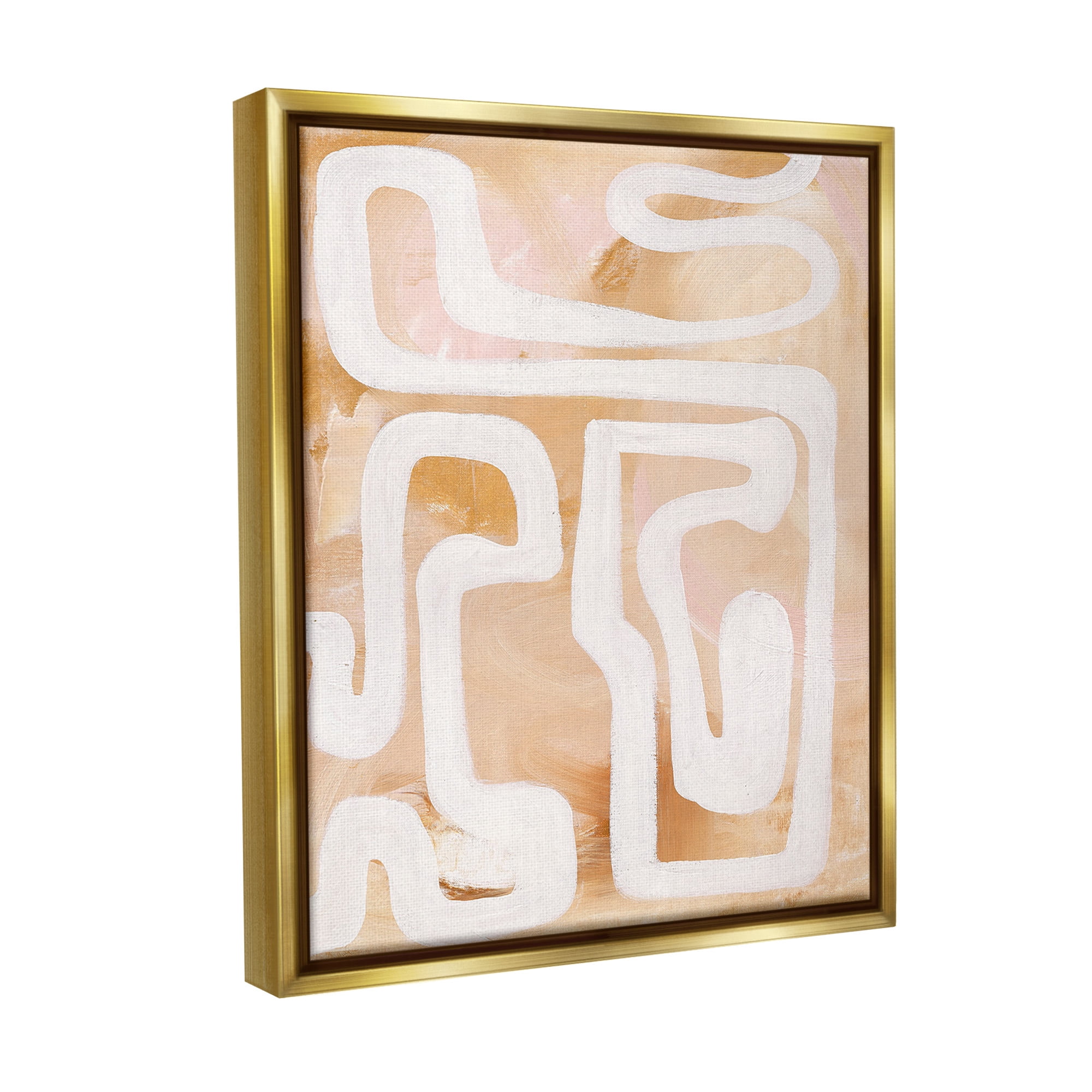 Stupell Industries Muted Abstract Squiggle Abstract Painting Gold Floater Framed Canvas Art Print Wall Art, 17 x 21
