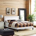 thumbnail image 6 of Virginia Queen Fabric Platform Bed with Squared Tapered Legs Beige, 6 of 11