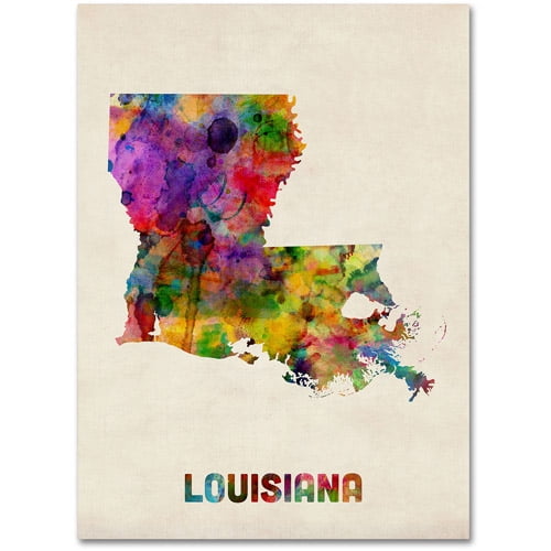 Trademark Fine Art "Louisiana Map" Canvas Wall Art by Michael Tompsett