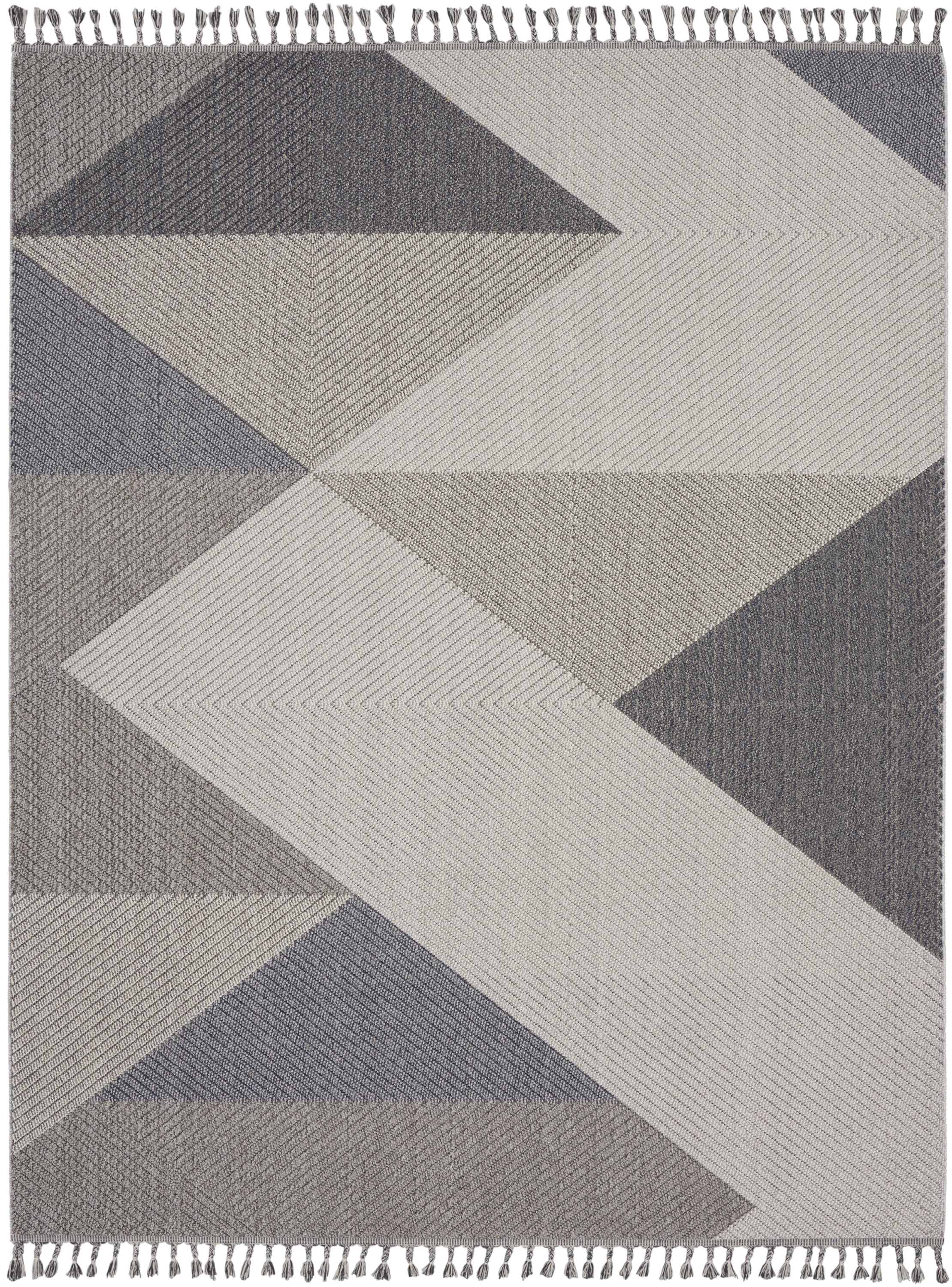 Nourison Elwood Contemporary Geometric Grey/Slate 9' x 12'2" Area Rug, (9' x 12')