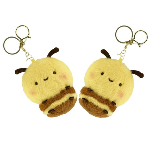 Milisten Back to Theme Keychain Plush Bee Keychain Yellow Short Pile Fleece 2Pcs