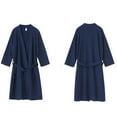thumbnail image 5 of Elvqul Robes for Men Knited Plain Long Length Navy Waffle Soft Womens Sleepwear Unisex Robe, 5 of 9