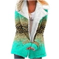 thumbnail image 2 of Usmixi Winter Womens Plush Jacket Womens Plush Coat Vintage Leopard Print Button Loose Lapel Overcoat Warm Thickened Soft Fleece Padded Outerwear with Pocket 2023 Plush Jacket, 2 of 5