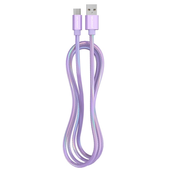 Powertek USB-A to USB-C Metallic Shine Pastel Cable - Purple