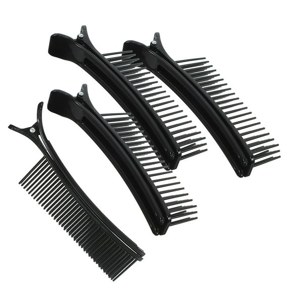 Pawsdot Black Hair Styling Clips, Nonslip Grip, Plastic, Trendy Hairstyle Design, 4Pcs