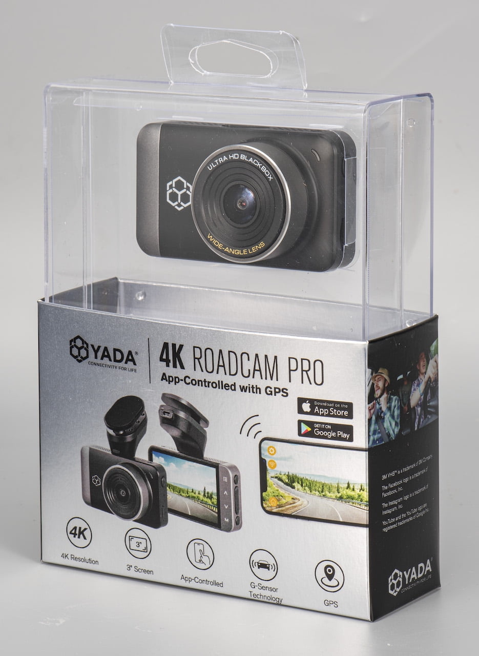 Yada 4K Roadcam Pro GPS with App, 150 Degree Wide Angle Lense, 3" LCD Screen, UHD Resolution High Dynamic Range for Day/Night. G-Sensor Technology with Park and Record Mode