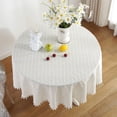thumbnail image 4 of Round Tablecloth Cotton Table Cloth with Tassel Dust-Proof Floret Circular Table Cover for Kitchen Dinning Room Tabletop Decor (B,Diameter 100cm), 4 of 6