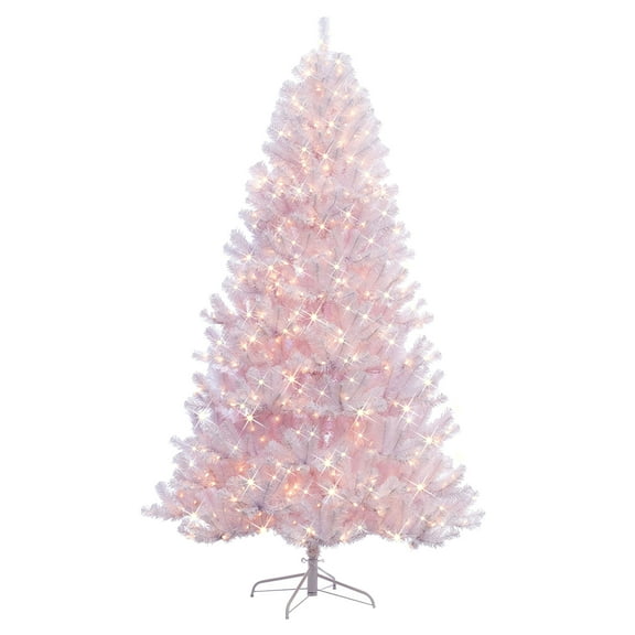 Puleo International 7.5 ft. Pre-lit Northern Fir White Artificial Christmas Tree with 600 UL listed Clear Lights