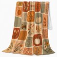 thumbnail image 2 of Autumn Pumpkin Mushroom Patchwork Design, Cozy Friendship Quote Scene, Warm Flannel Blanket for Living Room and Reading Nook, Art Lovers Thanksgiving Gift, Artistic Home Decor, 2 of 7