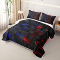 thumbnail image 3 of Castle Fairy Futuristic Cubic Grid Quilt King 3 Pieces,Abstract Neon Edge Accent King Coverlet Set,Black Bright Red Royal Blue,1 Bedspread and 2 Pillowcases, 3 of 7