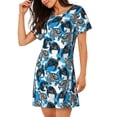 thumbnail image 2 of Fotbe Sea Turtle Life Bata de Dormir para Mujer con Estampado, Camisón de Algodón de Manga Corta, Ropa de Dormir Casual, 2 of 6