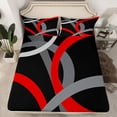 thumbnail image 2 of Homewish Modern Geometric Stripe Twin Sheet Sets.Abstract Waves Lines Twin Fitted Sheet,Black Red Gray Flat Sheet For Boys Kids,Microfiber Bedroom Decor,3-Piece, 2 of 7