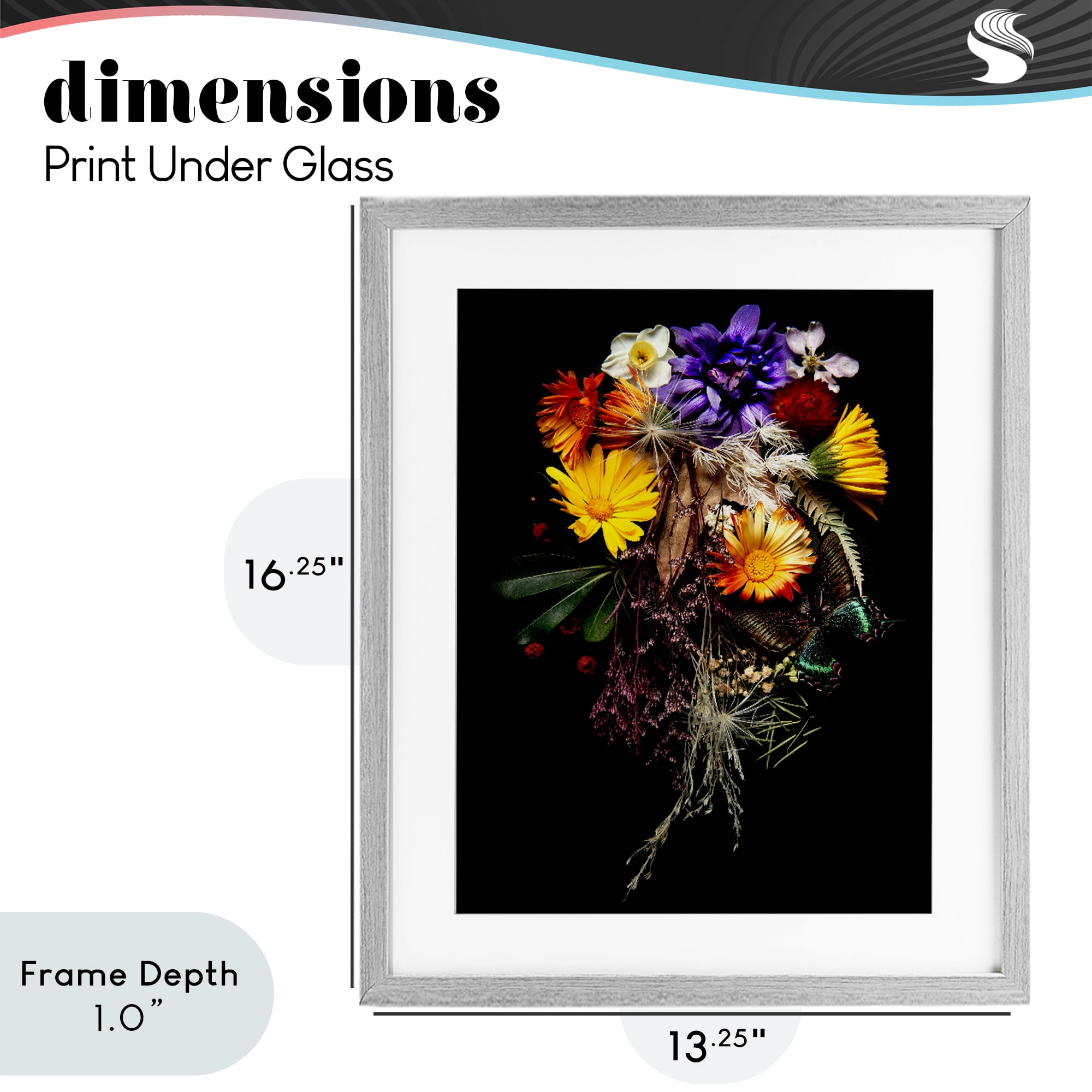 Stupell Industries Butterfly Adorned Arrangement Gray Framed Print Under Glass, design by Carl Kravats
