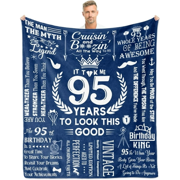 95th Birthday Gifts for Men, 95 Years Old Birthday Gifts for Men, 95th Birthday Gifts Blanket 60"x50", 95 Year Old Gifts for Men, Mens 95th Birthday Gift Ideas, Happy 95th Birthday Decorations for Men