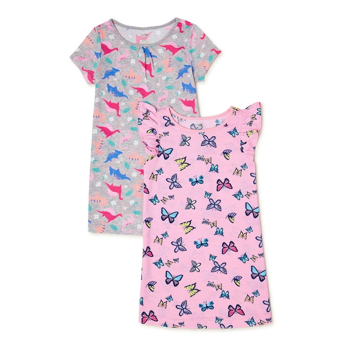 Cozy Jams Baby & Toddler Girls Nightgowns Sleep Shirts Pajamas, 2Pack