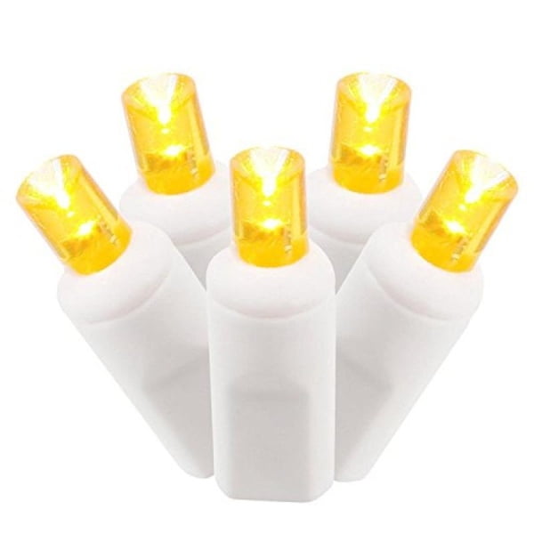 Vickerman X6W6108 Vickerman 100 Orange Wide Angle LED Light on White Wire 50' Christmas Light Strand